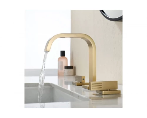 Встраиваемый смеситель для раковины на 3 отверстия Ganzer  GZ01115-S матовое золото