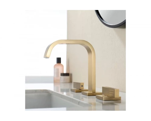 Встраиваемый смеситель для раковины на 3 отверстия Ganzer  GZ01115-S матовое золото