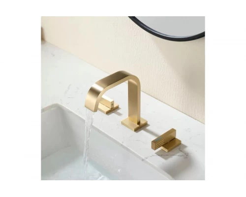 Встраиваемый смеситель для раковины на 3 отверстия Ganzer  GZ01115-S матовое золото