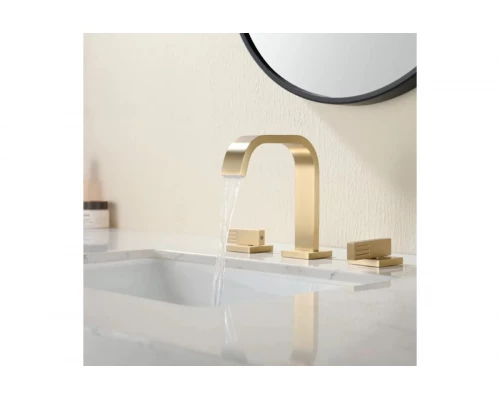 Встраиваемый смеситель для раковины на 3 отверстия Ganzer  GZ01115-S матовое золото