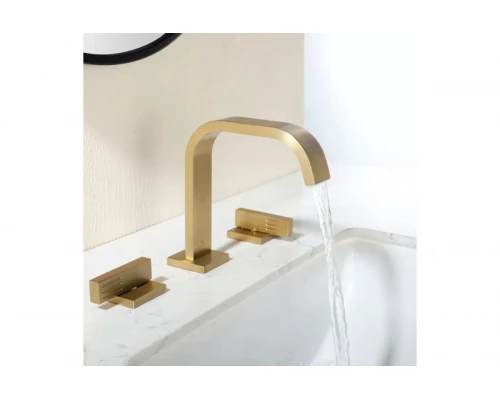 Встраиваемый смеситель для раковины на 3 отверстия Ganzer  GZ01115-S матовое золото