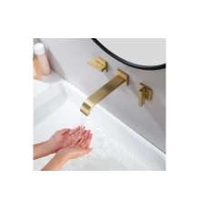 Смеситель скрытого монтажа для раковины, настенный Ganzer GZ01144-S матовое золото