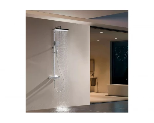 Душевая система из латуни с тропическим душем, термостатом Ganzer GZ12071F белый/хром