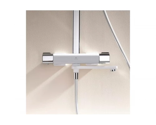 Душевая система из латуни с тропическим душем, термостатом Ganzer GZ12071F белый/хром