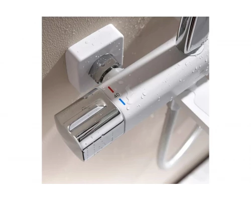 Душевая система из латуни с тропическим душем, термостатом Ganzer GZ12071F белый/хром