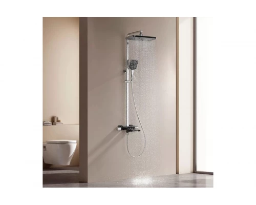 Душевая система с тропическим душем, термостатом Ganzer GZ12071C черный/хром