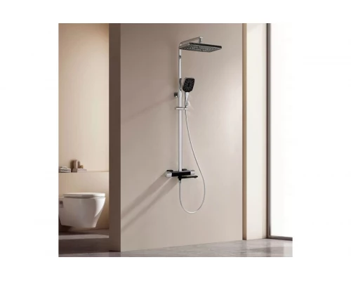 Душевая система с тропическим душем, термостатом Ganzer GZ12071C черный/хром