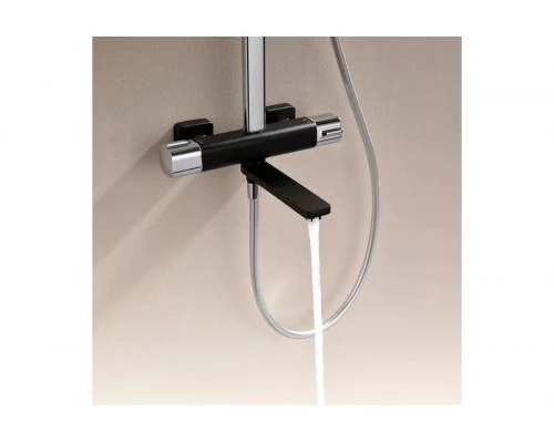 Душевая система с тропическим душем, термостатом Ganzer GZ12071C черный/хром