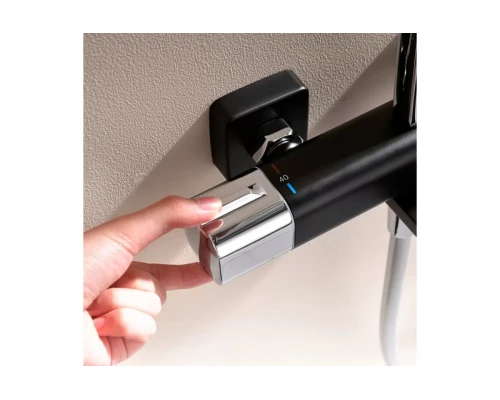 Душевая система с тропическим душем, термостатом Ganzer GZ12071C черный/хром