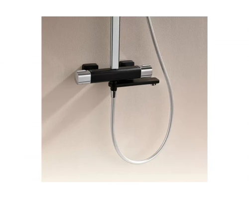 Душевая система с тропическим душем, термостатом Ganzer GZ12071C черный/хром