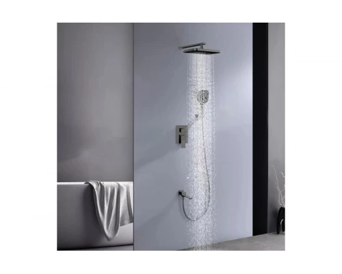 Душевая система с тропическим душем Ganzer GZ05165-Q встраиваемый, 3 функции, из латуни, графит