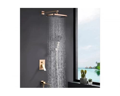 Встраиваемая душевая система из латуни с тропическим душем Ganzer  GZ05165-S матовое золото