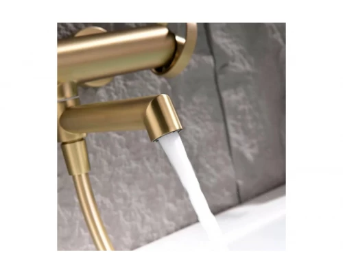 Смеситель для ванны и душа с лейкой и шлангом Ganzer GZ19132-S матовое золото