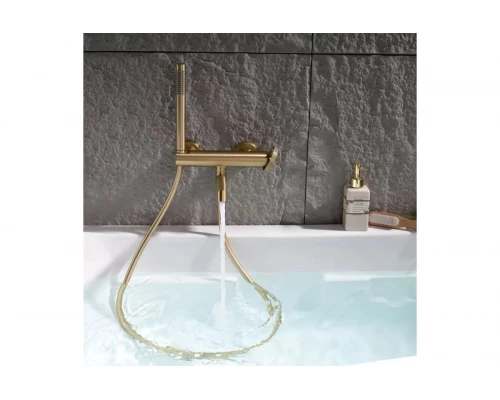 Смеситель для ванны и душа с лейкой и шлангом Ganzer GZ19132-S матовое золото