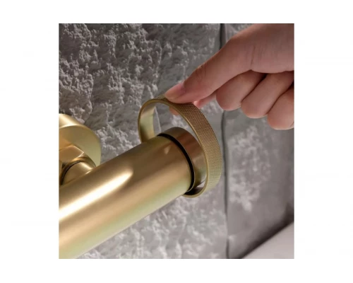 Смеситель для ванны и душа с лейкой и шлангом Ganzer GZ19132-S матовое золото