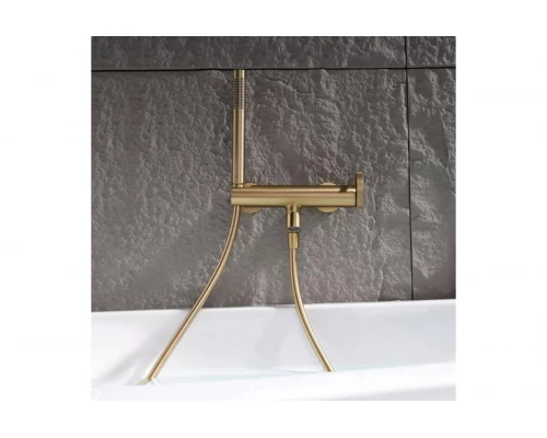 Смеситель для ванны и душа с лейкой и шлангом Ganzer GZ19132-S матовое золото