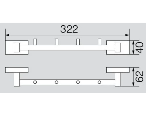 Перекладина с 4-мя крючками Veragio Stanford, хром VR.RMB-4934.CR