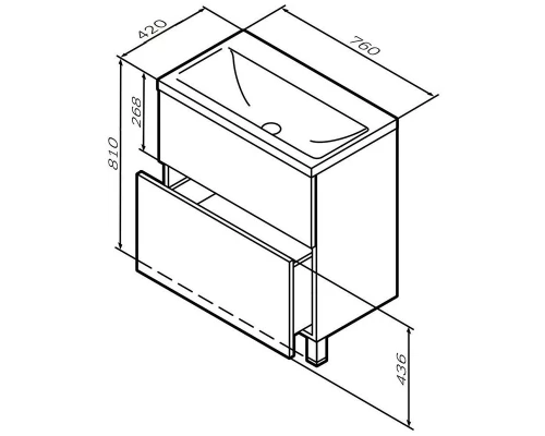 Тумба под раковину Am.Pm Gem M90FSX07522GM32, напольная, 75 см, 2 ящика push-to-open, графит матовый