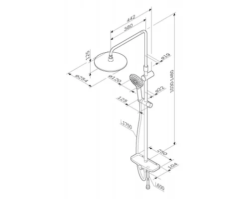 Душевой гарнитур Am.Pm Like F0780200 с верхним душем и регулируемой штангой, хром