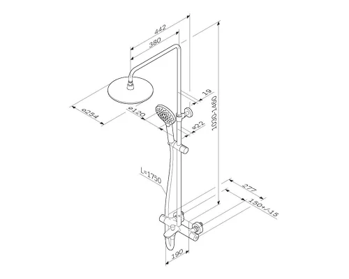 Душевая система Am.Pm Like F0780564, с термостатом, хром