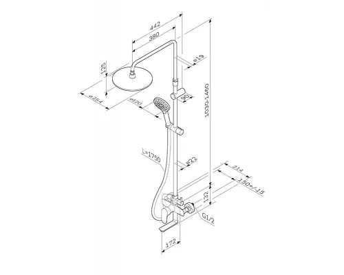 Душевая система Am.Pm Like F0780964 серый металлик