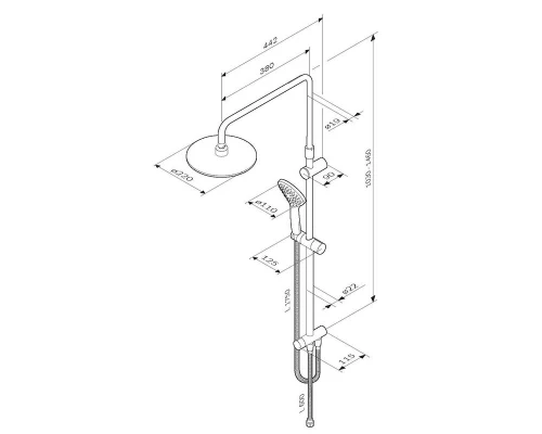 Душевой гарнитур Am.Pm Gem F0790000 с верхним душем d 220 мм, 1 режим лейки