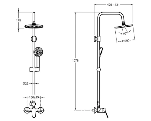 Душевая система Jacob Delafon Brive E24329-CP, хром