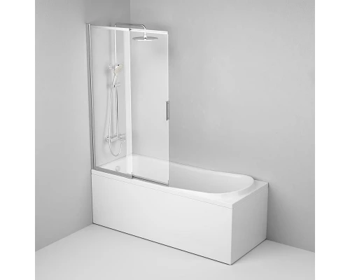 Шторка на ванну Am.Pm Like W80S-100PS-150MT, 100 х 150 см, распашная/раздвижная, профиль матовый хром, стекло прозрачное