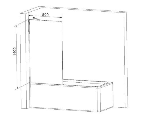Душевая шторка на ванну, Am.Pm Gem W90BS-080-140CT, 80х140 см, неподвижная, профиль хром, стекло прозрачное