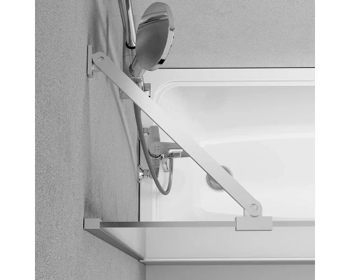 Душевая шторка на ванну, Am.Pm Gem W90BS-080-140CM, 80х140 см, неподвижная, профиль хром, стекло матовое