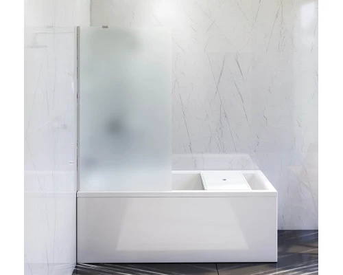 Душевая шторка на ванну, Am.Pm Gem W90BS-080-140CM, 80х140 см, неподвижная, профиль хром, стекло матовое