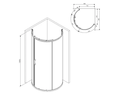 Душевой уголок Am.Pm Like Round 95 x 95 см, профиль глянцевый хром, стекло тонированное, W83G-333-095CG