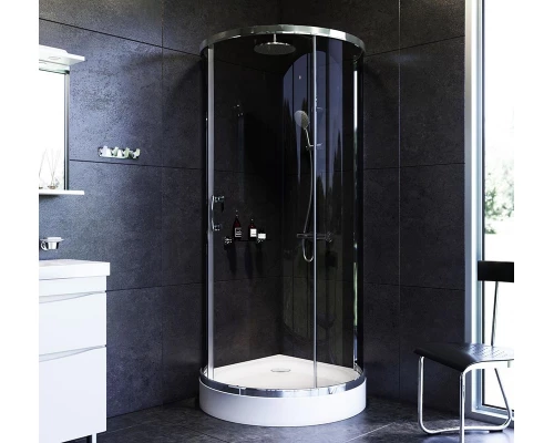 Душевой уголок Am.Pm Like Round 95 x 95 см, профиль глянцевый хром, стекло тонированное, W83G-333-095CG