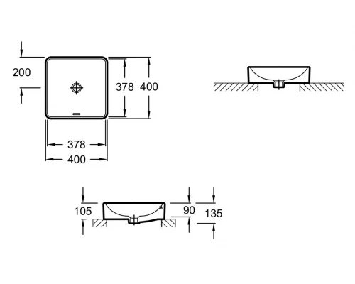 Раковина накладная Jacob Delafon Vox E2661-0 (EVG102-00), 40 х 40 см, с переливным отверстием