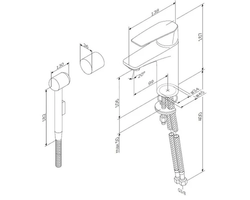 Смеситель Am.Pm Gem F90A03000 для раковины с гигиеническим душем