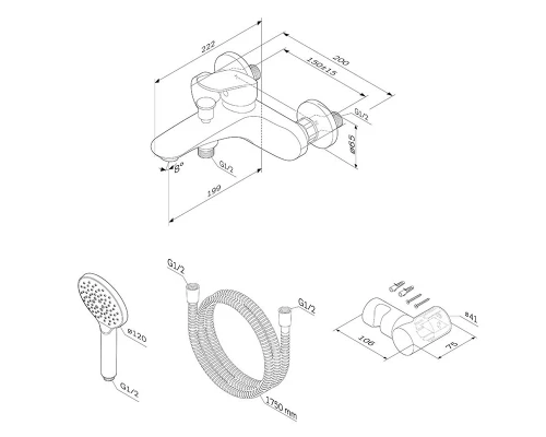 Смеситель Am.Pm Like F8015000, с душевым гарнитуром, хром