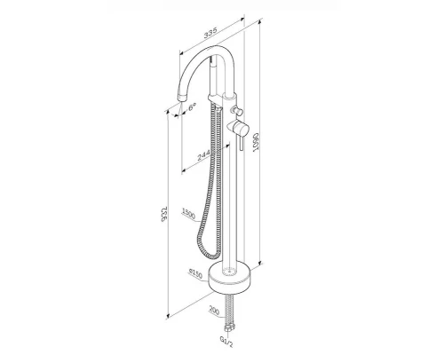 Смеситель Am.Pm Sense F7514100 для ванны и душа, напольный, хром
