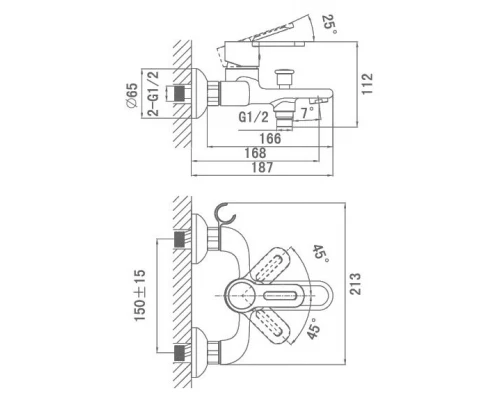 Смеситель D&K Paulinus Rhein DA1353201 для ванны и душа