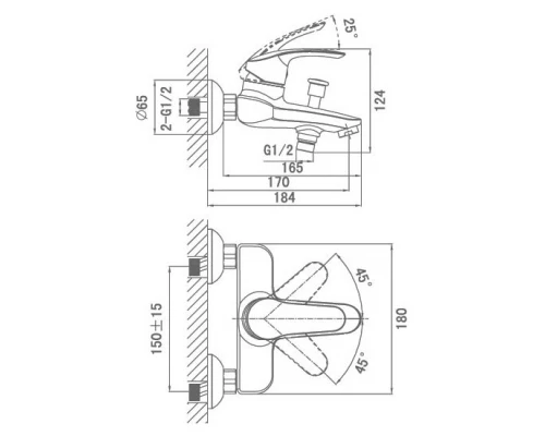 Смеситель D&K Wurzburg Bayern DA1113201 для ванны с душем