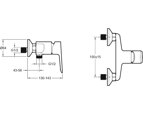 Смеситель Jacob Delafon Oscar E29843-CP для душа, хром