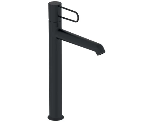 Смеситель для раковины Jacob Delafon Odeon Rive Gauche, высокий, с донным клапаном, корпус черный, ручка черная, E21030-BL-BL