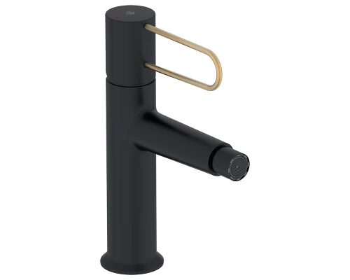 Смеситель для биде Jacob Delafon Odeon Rive Gauche E21033-GLD-BL, с донным клапаном, корпус черный, ручка золото