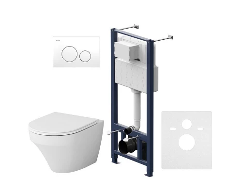 Инсталляция Am.Pm Inspire, IS49001.501700 с безободковым унитазом Inspire FlashClean, клавиша Pro L белая, крышка микролифт