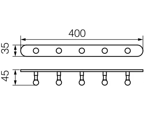 Планка с 5-ю крючками L40 см Veragio Gialetta, бронза VR.GIL-6438.BR
