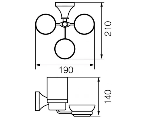 Стакан двойной настенный с мыльницей Veragio Gialetta, керамика/бронза VR.GIL-6443.BR