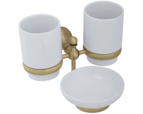 Стакан двойной настенный с мыльницей Veragio Gialetta, керамика/бронза VR.GIL-6443.BR