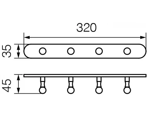 Планка с 4-мя крючками L31,5 см Veragio Gialetta, бронза VR.GIL-6437.BR