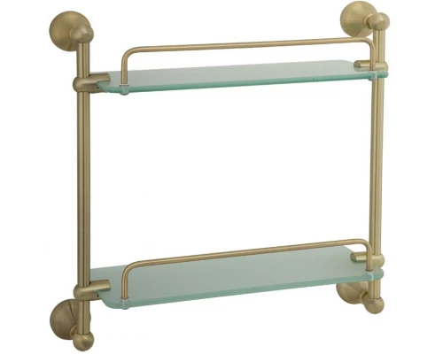 Полка двойная с галереей L35 см Veragio Gialetta, прозрачное стекло/бронза VR.GIL-6412.BR