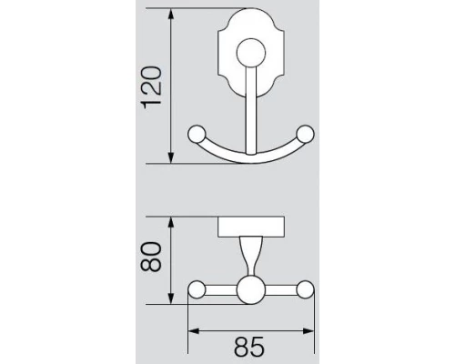 Крючок двойной большой Veragio, бронза VR.STD-7733.BR