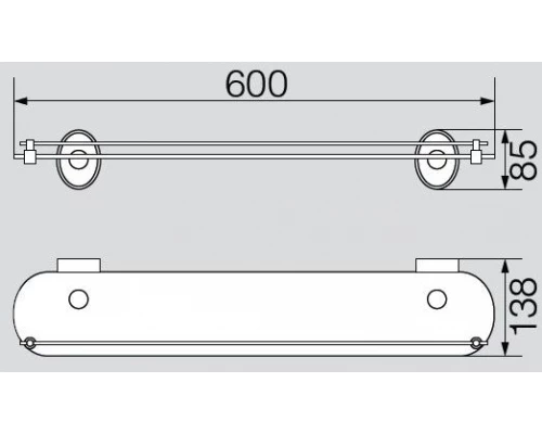 Полка стеклянная с ограничителем 60 см. Veragio Bonjour, хром VR.BNR-7811.CR